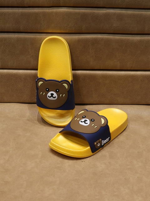 

FEETWELL SHOES Unisex Kids Yellow & Blue Croslite Sliders