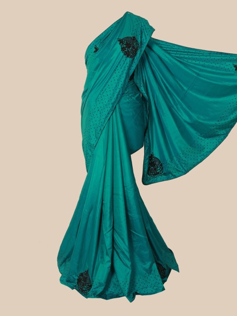 

Pothys Green & Black Embellished Beads and Stones Art Silk Saree