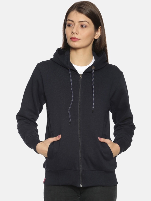 

PICOT Women Navy Blue Hooded Sweatshirt