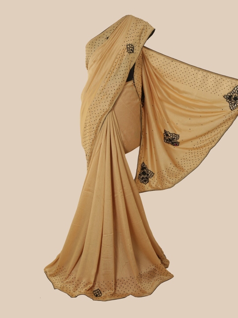 

Pothys Beige Ethnic Motif Sequinned Art Silk Saree