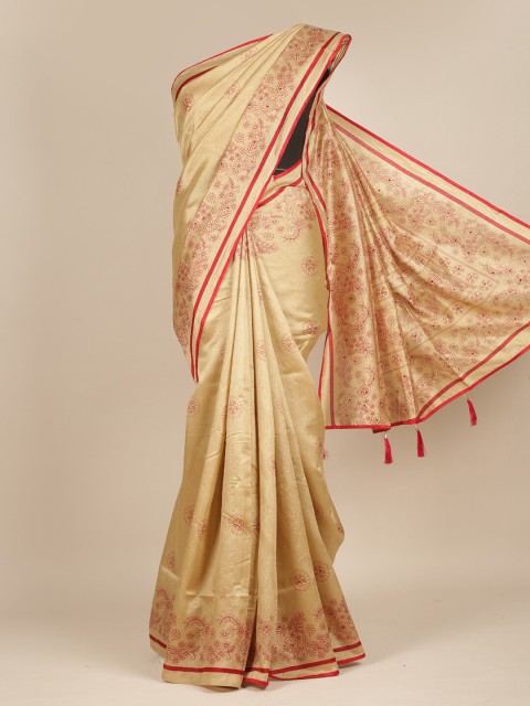 

Pothys Cream & Red Floral Saree
