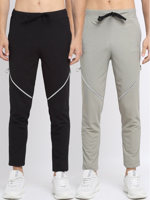 

NEUDIS Men Pack of 2 Solid Structured Slim Fit Track Pants, Black