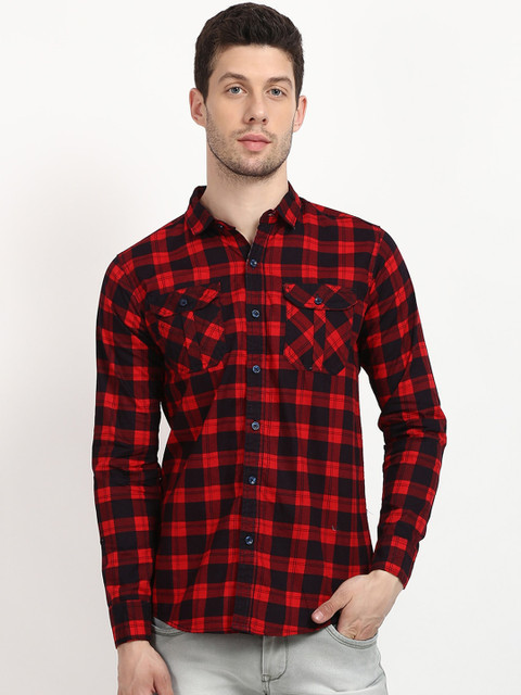 

V2 Value & Variety Men Red Checked Cotton Casual Shirt