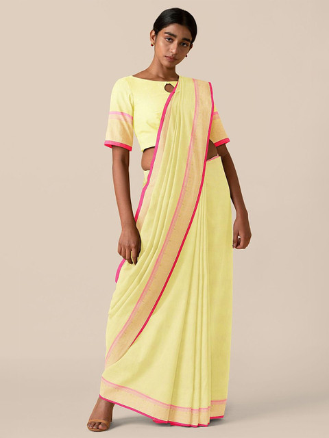 

Taneira Yellow & Pink Pure Bengal Cotton Saree