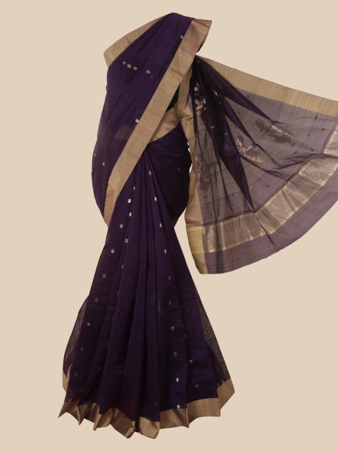 

Pothys Purple Ethnic Motifs Zari Silk Cotton Maheshwari Saree