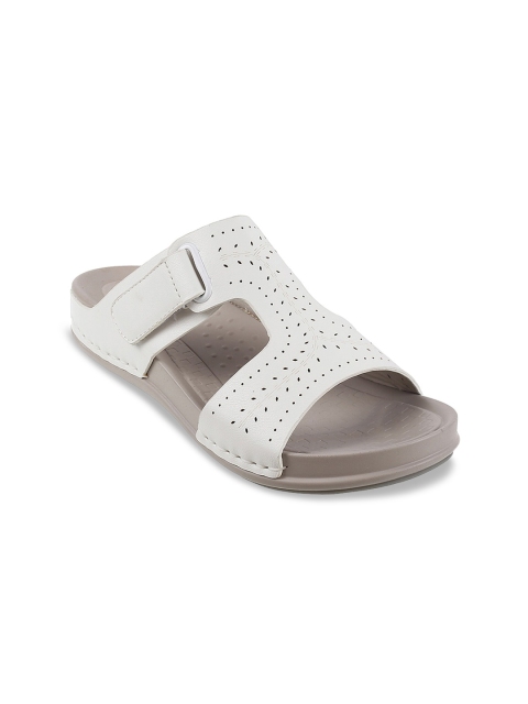 

Mochi White Comfort Sandals with Laser Cuts
