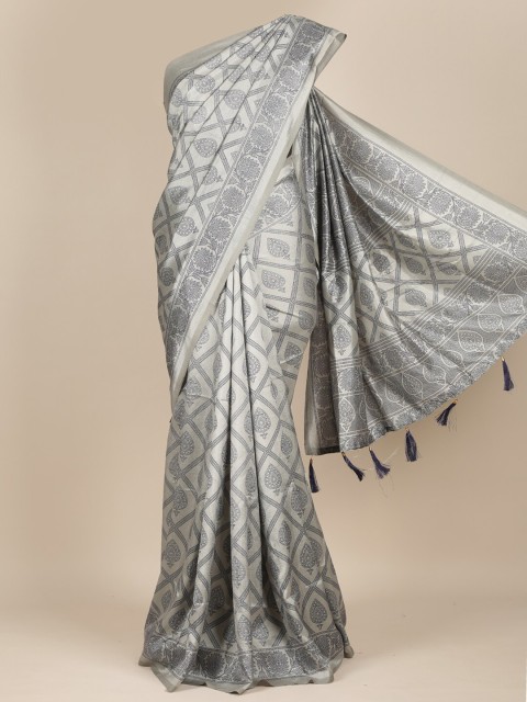 

Pothys Grey & Black Ethnic Motifs Jute Silk Saree