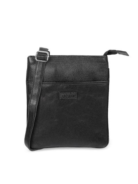 

Mochi Black Textured Leather Structured Sling Bag