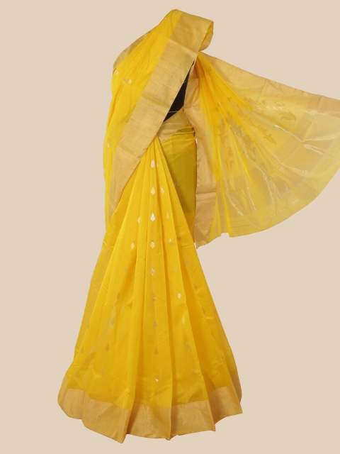 

Pothys Yellow Woven Design Zari Pure Silk Maheshwari Saree