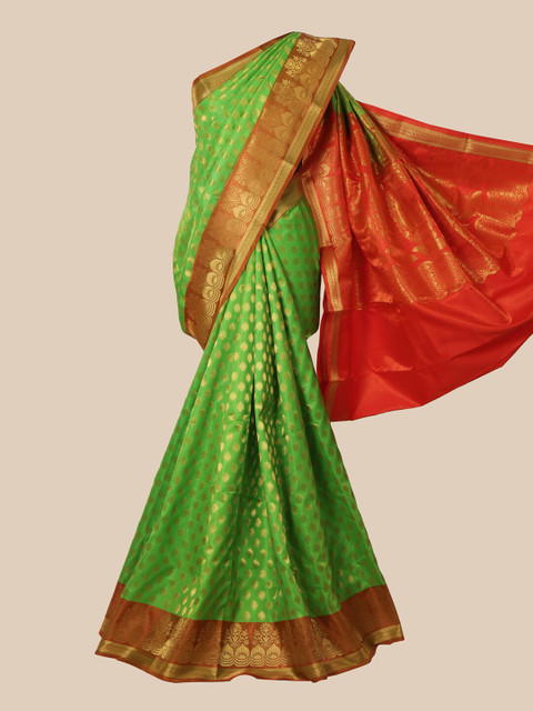 

Pothys Green & Red Woven Design Zari Banarasi Saree