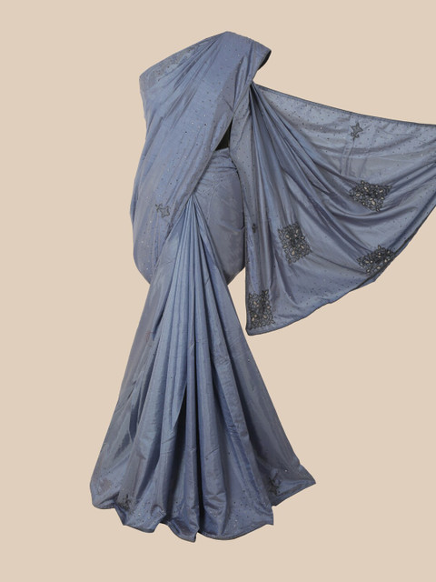 

Pothys Grey Beads and Stones Art Silk Heavy Work Saree