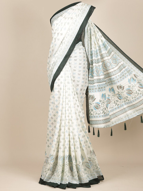 

Pothys White & Black Ethnic Motifs Printed Cotton Blend Saree
