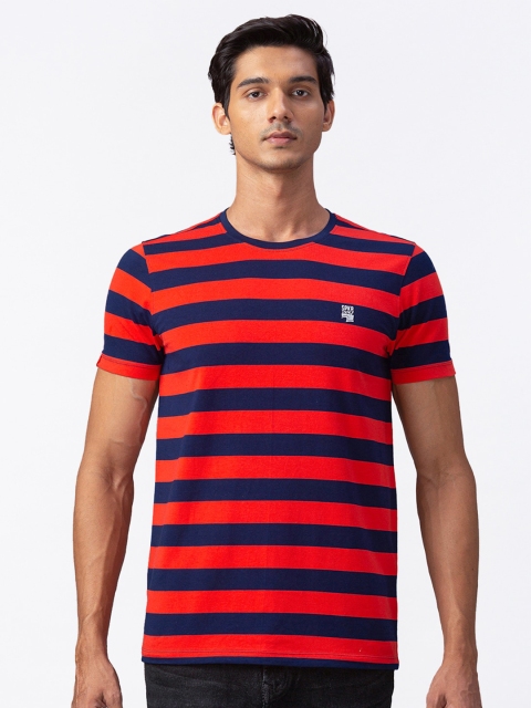 

SPYKAR Men Blue NA Striped Slim Fit T-shirt NA