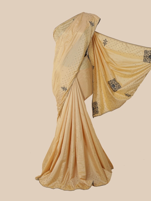 

Pothys Cream Sequinned Art Silk Saree