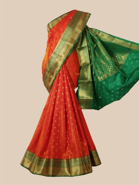 

Pothys Orange & Green Woven Design Banarasi Saree
