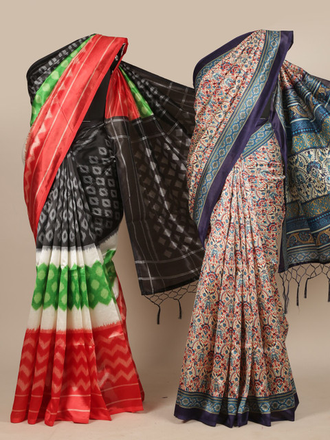 

Pothys Black & Beige Ethnic Motifs Jute Silk Saree-pack of 2