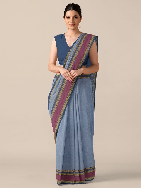 

Taneira Women Grey Pure Cotton Solid Chettinad Saree