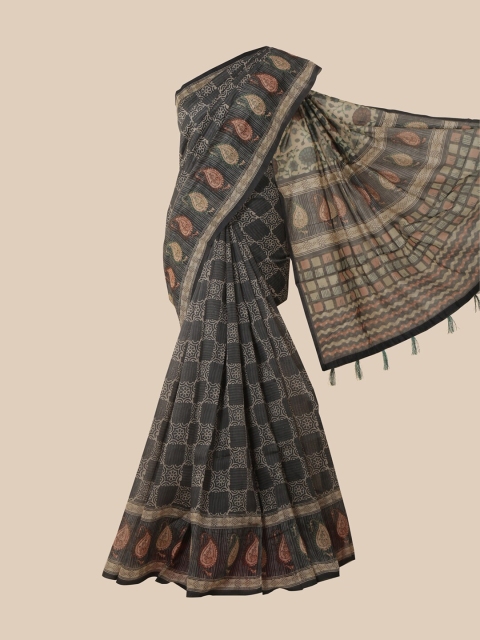 

Pothys Grey & Cream-Coloured Ethnic Motifs Printed Saree