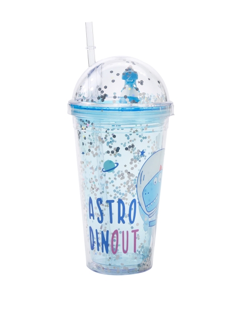 

Bigsmall Unisex Blue Dinosaur Sparkle Sipper Bottle With Straw