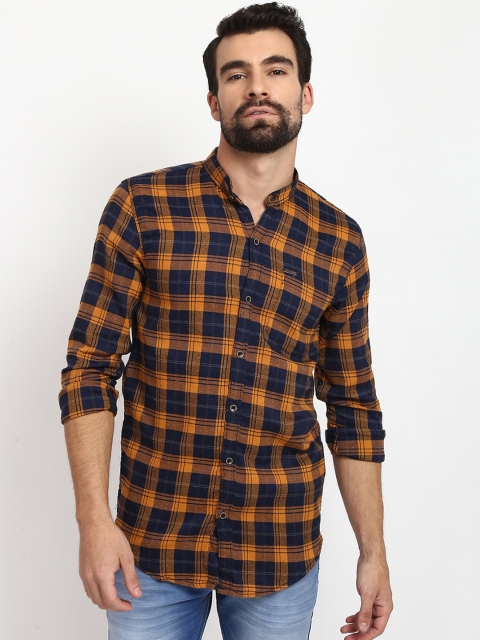 

V2 Value & Variety Men Mustard Checked Cotton Casual Shirt