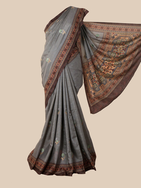 

Pothys Grey Floral Saree