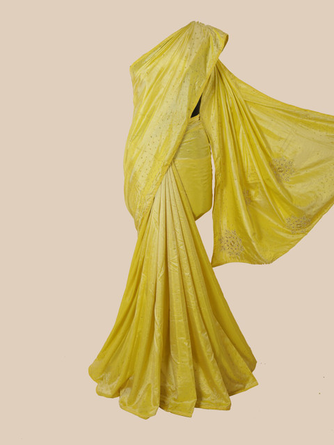 

Pothys Yellow Embellished Art Silk Saree