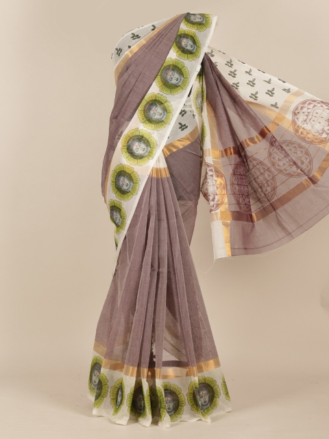 

Pothys Grey Solid Zari Saree