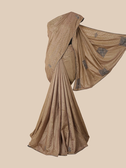 

Pothys Tan Borwn Embellished Beads and Stones Art Silk Saree