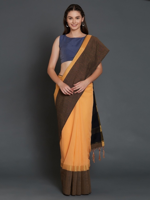 

Mitera Orange & Brown Linen Blend Saree