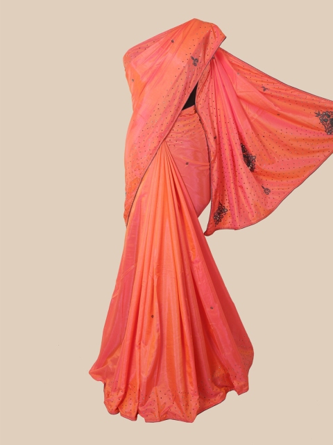 

Pothys Peach & Grey Embellished Art Silk Saree
