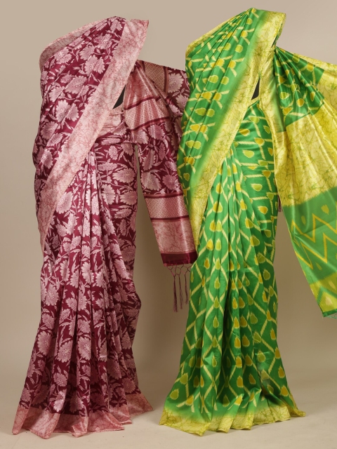 

Pack of 2 -Pothys Jute Silk Printed Saree, Purple
