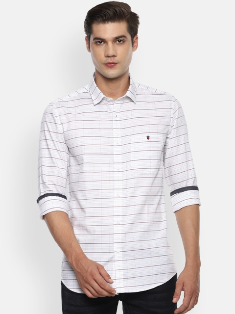 

Louis Philippe Jeans Men White Slim Fit Multi Stripes Striped Casual Shirt
