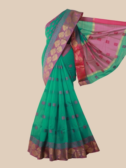 

Pothys Green & Pink Woven Design Saree
