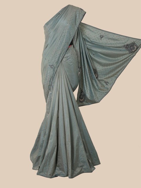 

Pothys Grey Ethnic Motifs Beads and Stones Art Silk Saree