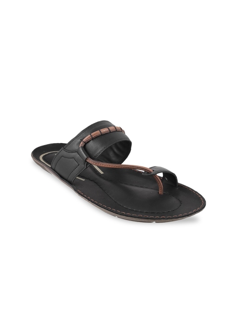 

DAVINCHI Men Black Leather Comfort Sandals
