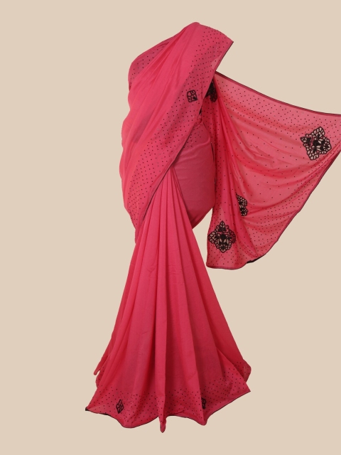 

Pothys Pink & Black Embellished Art Silk Saree