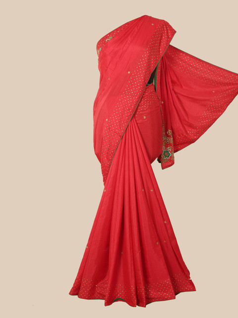 

Pothys Red Embellished Art Silk Saree
