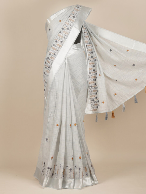

Pothys Grey Floral Pure Cotton Saree