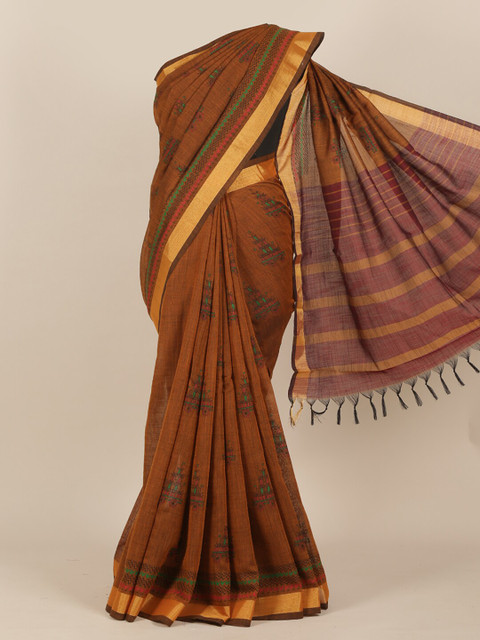 

Pothys Brown & Green Zari Saree