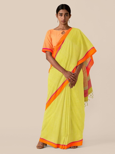 

Taneira Yellow & Orange Pure Cotton Saree