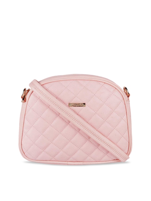 

Metro Peach Geometric Textured PU Structured Sling Bag with Quilted