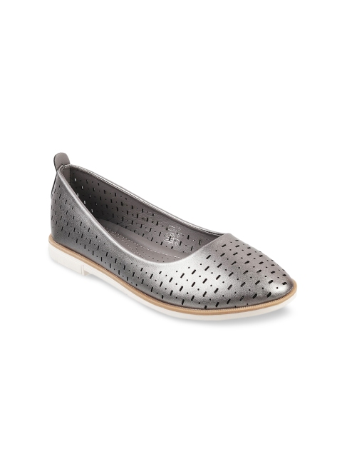 

WALKWAY Women Grey Ballerinas with Laser Cuts Flats