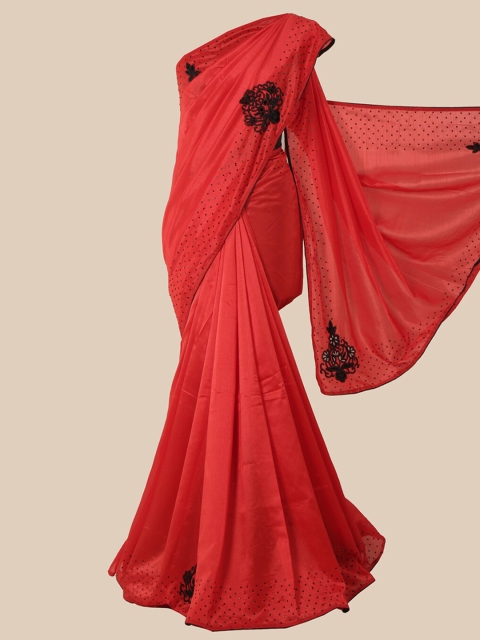 

Pothys Red & Black Beads and Stones Art Silk Saree