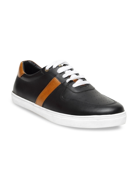 

BEAVER Men Black Colourblocked Leather Sneakers