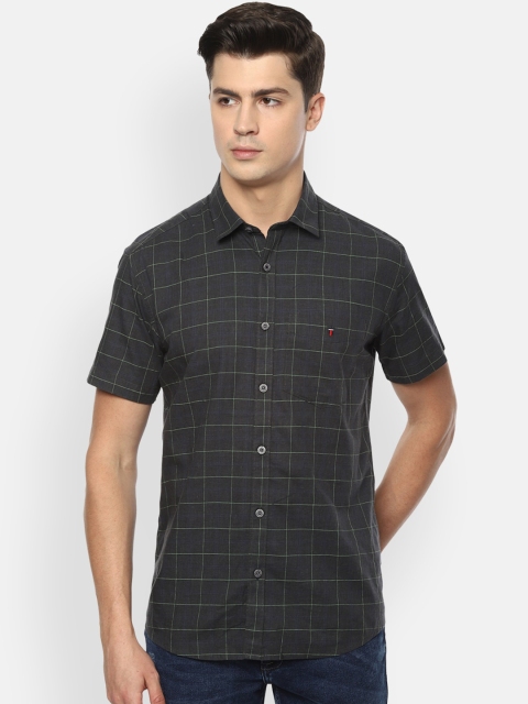 

Louis Philippe Sport Men Charcoal Slim Fit Windowpane Checked Casual Shirt