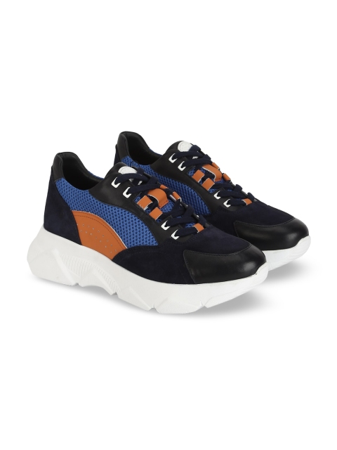 

JOHN RICHARDO Men Blue Colourblocked Leather Sneakers