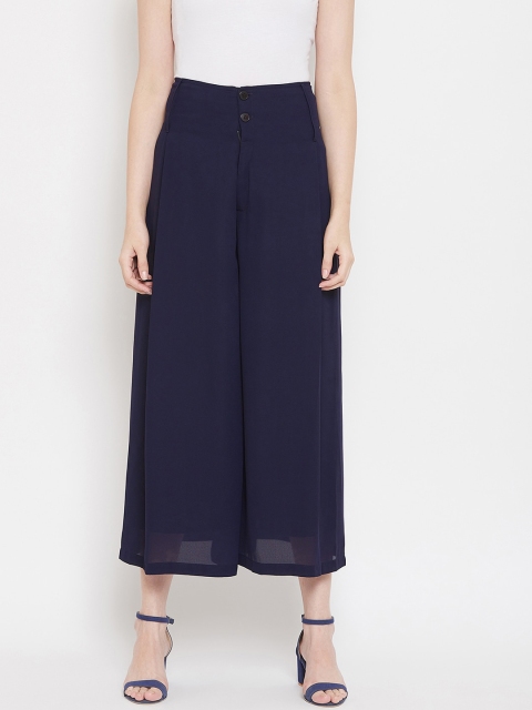 

TULIP 21 Women Navy Blue Flared High-Rise Pleated Culottes