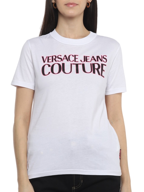 

Versace Jeans Couture Women White Typography NA Printed T-shirt NA