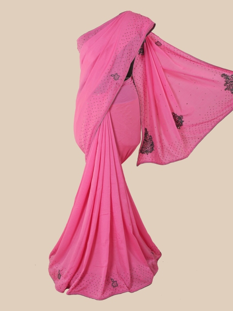 

Pothys Pink & Black Embellished Art Silk Saree