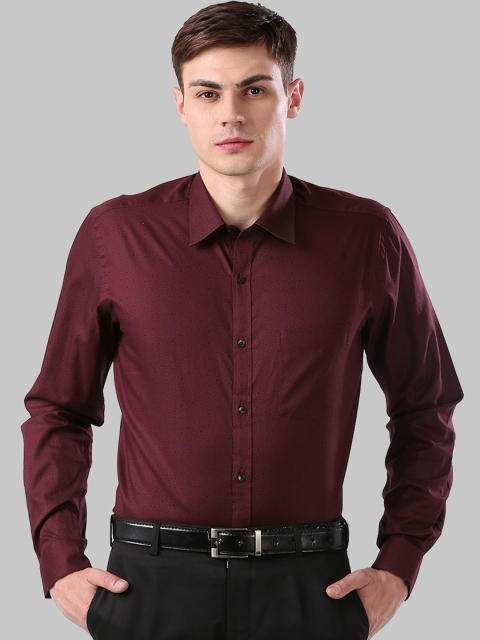 

Next Look Men Cotton Self Design Maroon Formal Shirt